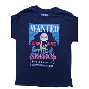 One Piece SK Brook World Tour Men's T-Shirt Wanted Dead or Alive Size Large